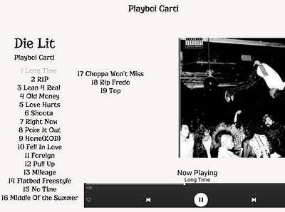 Daily UI Design Day 3 album art album artwork challenge dailyui die lit landing page landing page design playboi carti ui