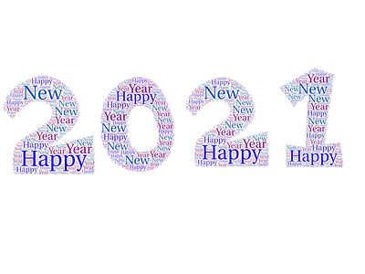 Happy new year 2021 Word art