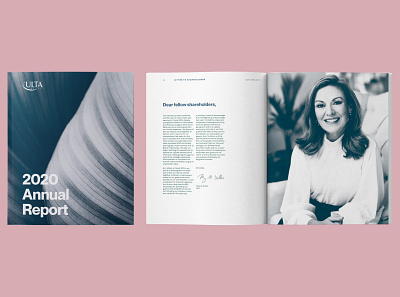 Ulta 2020 Annual Report annual report design editorial design editorial layout graphic design school project