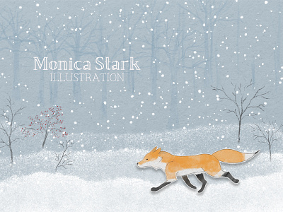 winter fox illustration