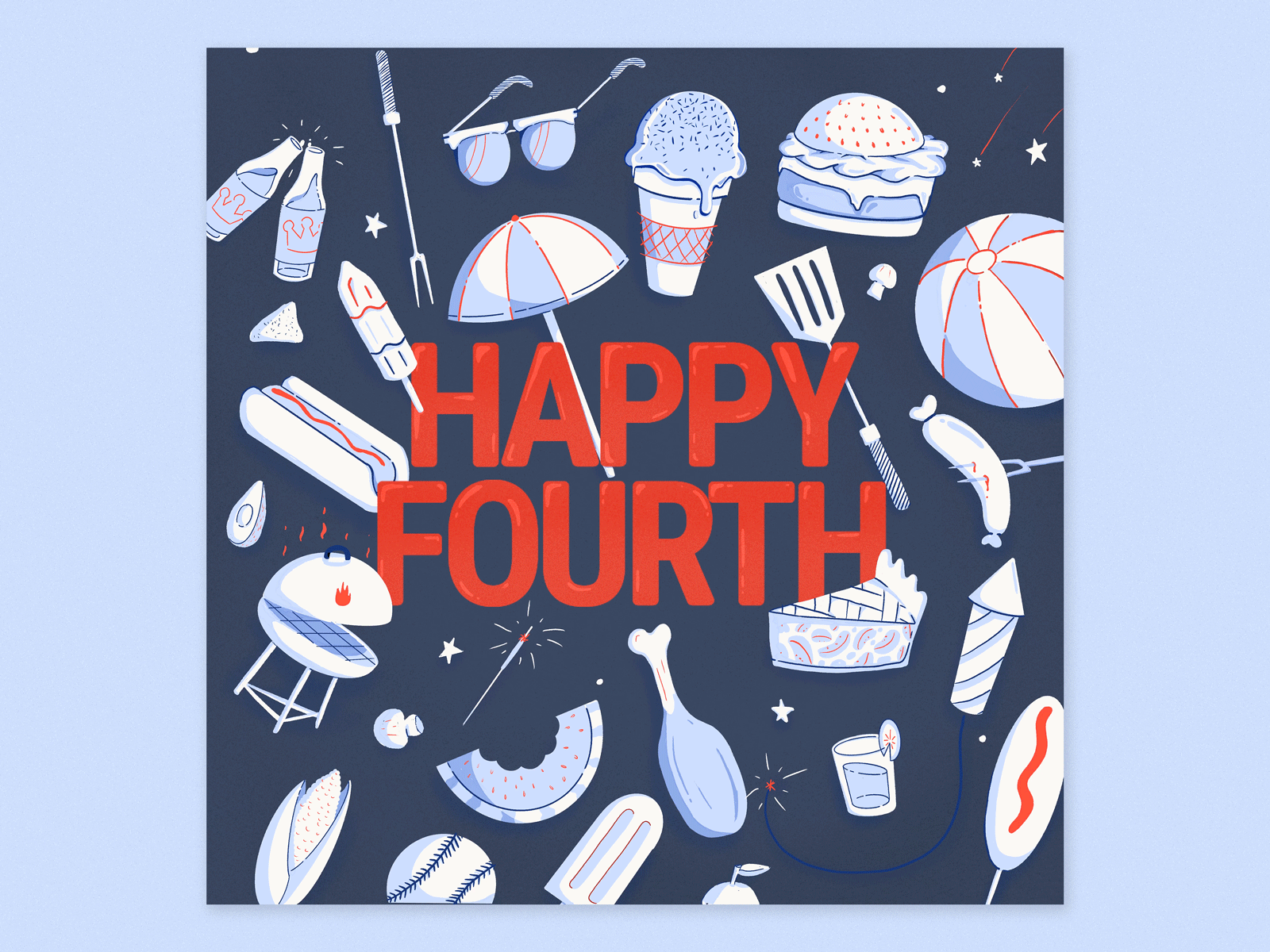 Happy Fourth! 4th of july america animation bbq celebration cookout fourth of july frame by frame illustration patriotic procreate stop motion usa