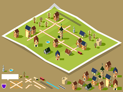 village map houses isometric map toolkit village