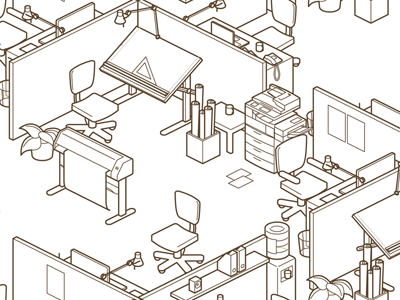 open office cubicle isometric line art office seamless seamless pattern tile
