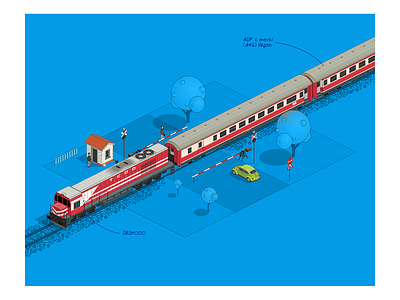 1980 - level crossing 1980 animate cc flash illustration isometric izmir level crossing locomotive tcdd train