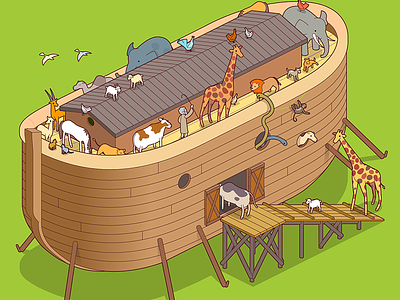 noah's ark animals animate cc ark flash illustration isometric ship