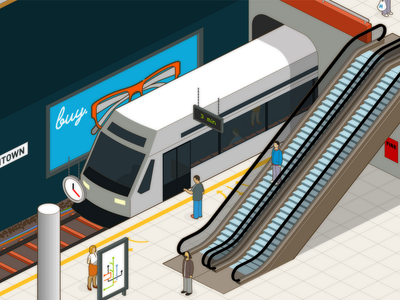 subway adobe animate isometric metro station subway train