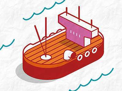 boat animate boat freight isometric sea steamboat transport