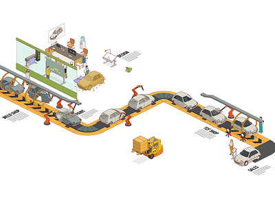 assemby line animate cc assembly assembly line car factory flash forklift industrial infographic isometric paint production