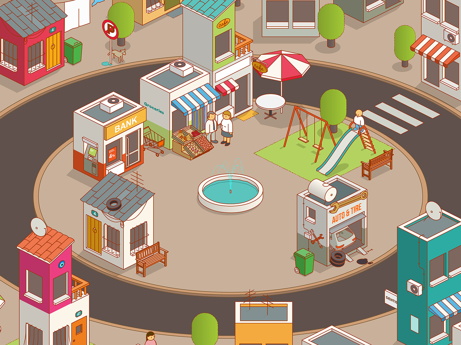 small town square by anil yanik on Dribbble
