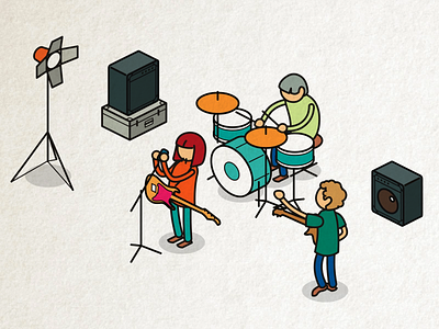 band on stage animate cc band isometric music rock stage