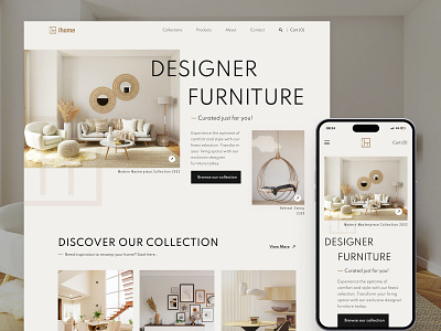 ihome Furniture Ecommerce Store - Responsive Website aesthetic clean design ecommerce furniture furniture store hero section homepage iphone app design minimal mobile view modern ui responsive ui ui design ux visual design web web design website