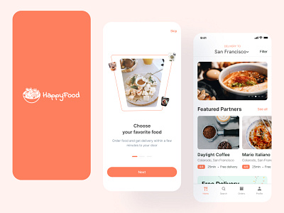 Happyfood - Food Delivery Mobile App android application food ios iphone mobile mobile app ui ui design uiux