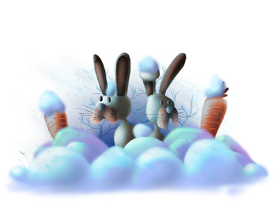 Rabbits childrenbook draw drawing forchildren illustration newyear photoshop rabbits snow wild winter xmass