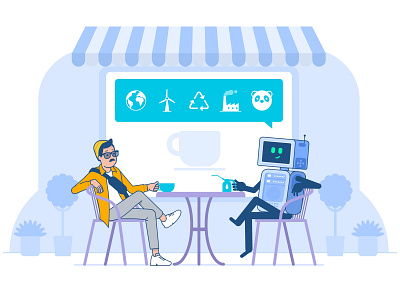Cafe chatbot ai artificial intelligence cafe character characters coffee conversation illustration robot