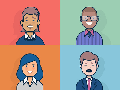 Characters - various character face flat illustration people vector