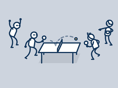 Tiny Office - breakout area characters design illustration line office table tennis