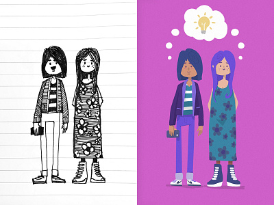 a couple ideas... boy characters digital doodle girl idea illustration procreate sketch