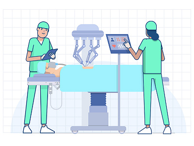 Operating theatre AI ai artificial intelligence character design doctor illustration medical robot surgery