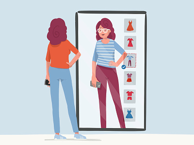 Smart mirror concept character clothes digital fashion illustration procreate shopping sketch smart mirror