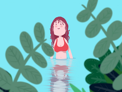 Swimming girl character illustration ipadpro procreate swimming