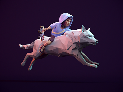 Eido Wolf Run Cycle - Infinite Skater 3d 3d animation 3d art animal animation character animation game art game artist game design lowpoly lowpoly3d lowpolyart redshift3d render rigged run run cycle wolf