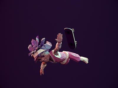 Eido Falling - Infinite Skater 3d animation animation character animation cycle falling game art loop lowpoly lowpoly3d lowpolyart redshift3d rigged