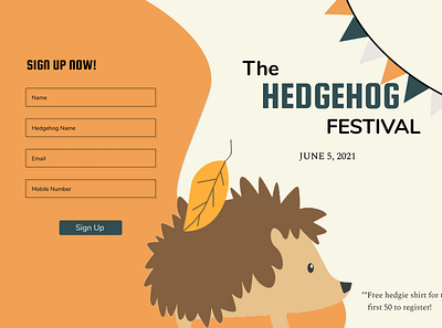 Hedgehog Festival Sign up dailyui dailyui 001 dailyuichallenge