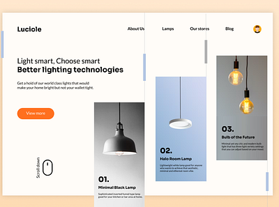 Lighting company landing page UI