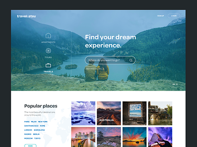 Travel Site Homepage clean layout travel ui ux webdesign