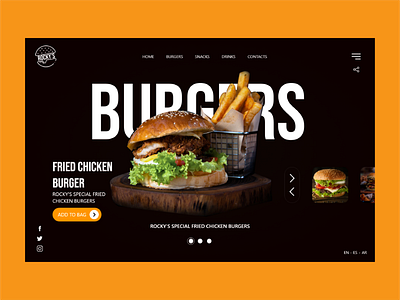 Rocky's burgers app burger burger logo burger menu design food food app food web app ui ux web web app web design web designer web page web site webdesign website design