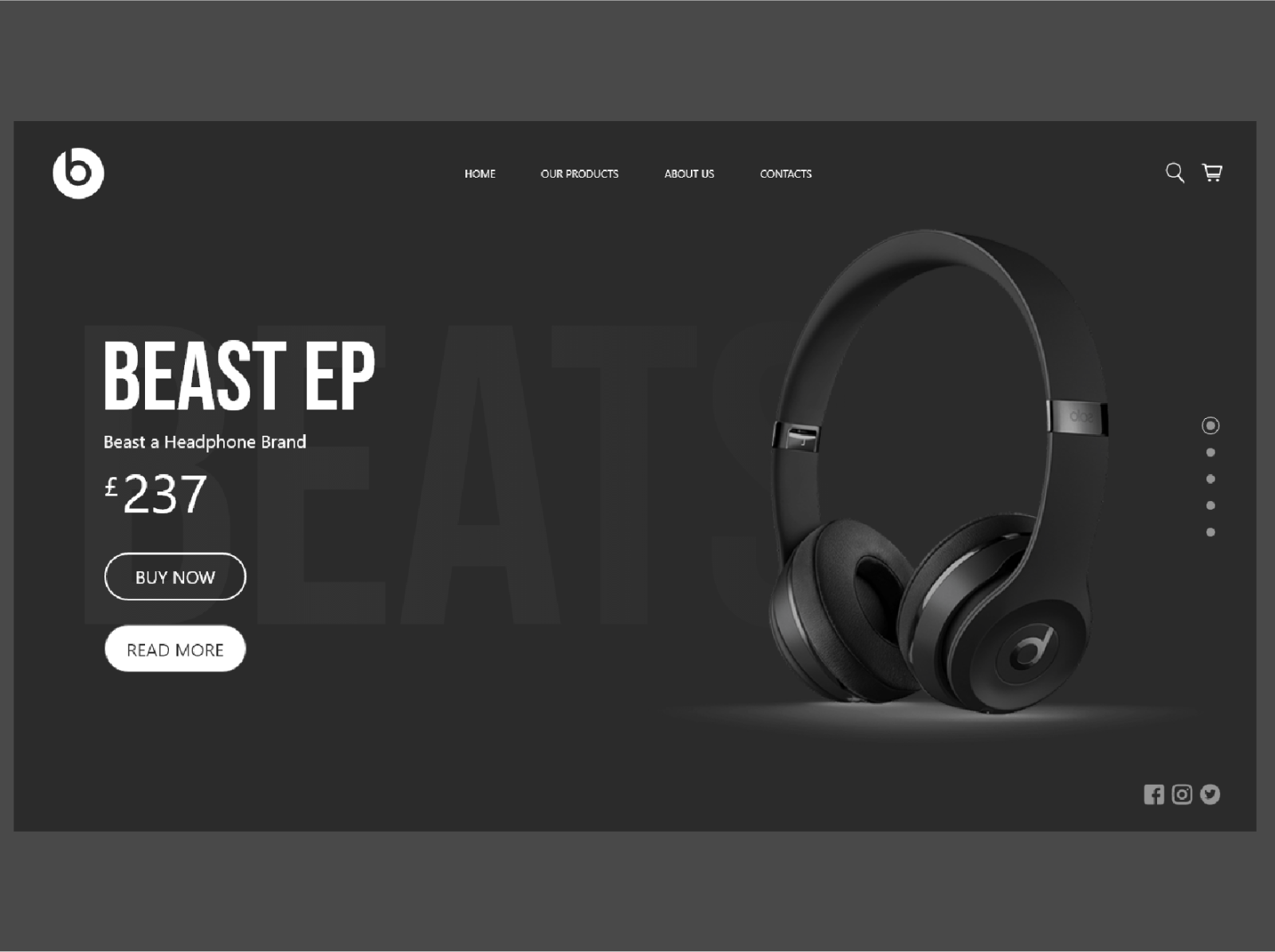 Beats headphones promotion web UI 