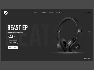 Beats headphones promotion web UI design adobe xd app art beast beastheadset brand brand design design designer designs ecommerce ecommerce design head headphone headphone company headset logo ui ui design ux