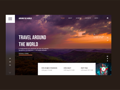 Around-The-World Travel Website header UI Design