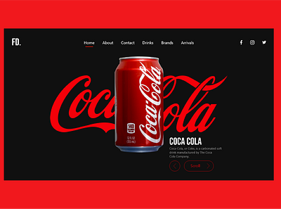 FD. Coca Cola web UI design black brand design branding coca cola coca cola ui design designer designs drink illustration logo red typography ui ux design