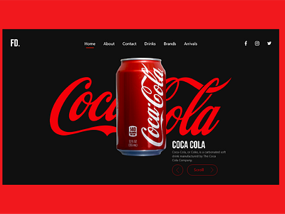 FD. Coca Cola web UI design black brand design branding coca cola coca cola ui design designer designs drink illustration logo red typography ui ux design