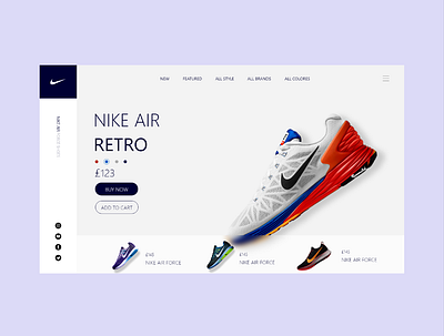 Nike web UI design brand design design designer designs ecommerce ecommerce design logo nike nike air retro nike shoes nike ui shoe design ui ui design uielements uiux vector