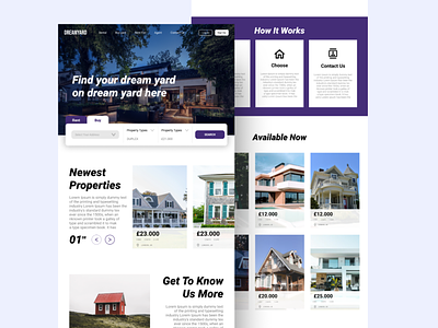 Real Estate Dream yard blue brand design branding design designer designs figma graphic design love real estate real estate web page realestatet site ui ui design uidesign web webdesign webpage website