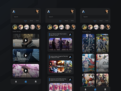 Anime Plus Snippet App Design adobe anime anime app design anime plus snippet app design app app design brand design darkui design designapp designer designs ecommerce figma snippet ui ui design webdesign webui