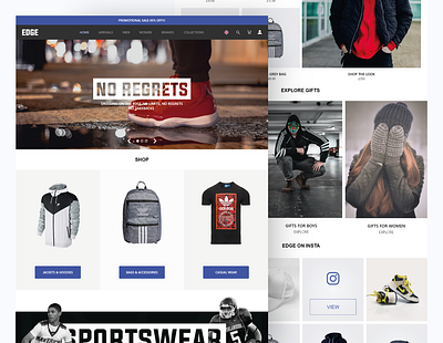 EDGE Clothing Store Full eCommerce Website Design. app app design brand design branding clothing store design designer designs ecommerce ecommerce web design ecommerce webpage graphic design ui ui design webdesign webpage website webui wepage design