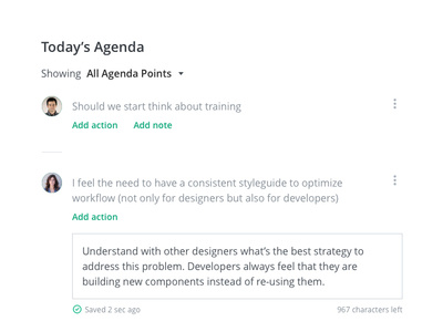 Agenda Points filters topics