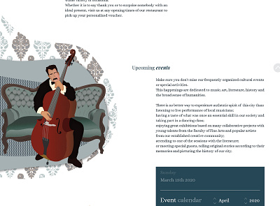 Web design - Landing page for restaurant adobe xd booking calendar ui events illustration order online restaurant webdesign website website design