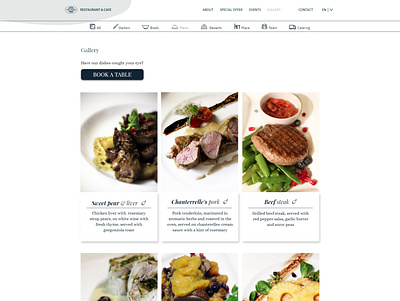 Webdesign - Web site for restaurant - gallery adobe xd book a table food menu menu design restaurant ui ux webdesign website website design