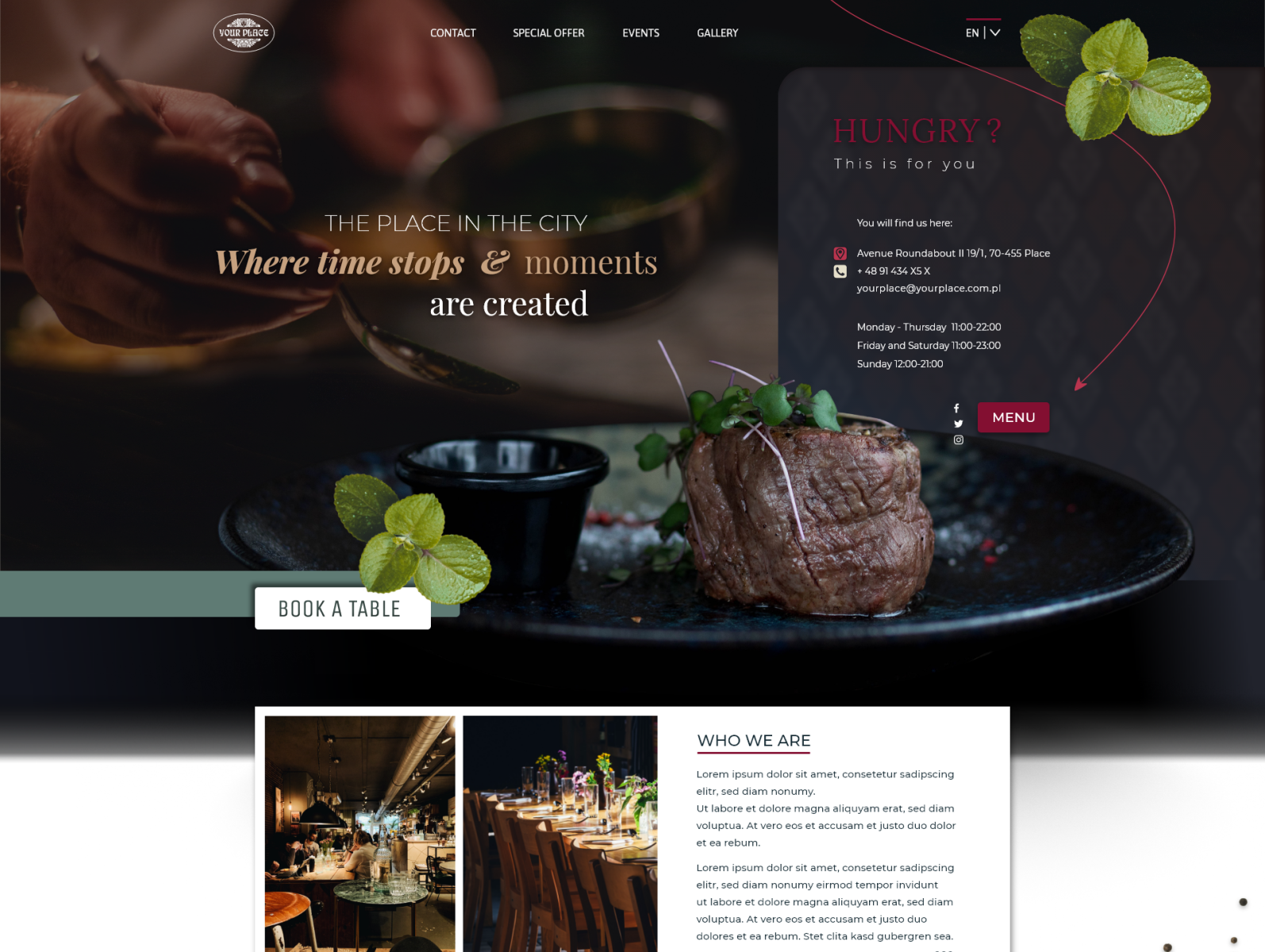 Webdesign - landing page for restaurant by Maja on Dribbble