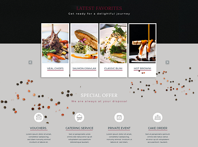 Webdesign - landing page for restaurant adobe xd book a table branding food food app gallery gastronomy graphicdesign landingpagedesign menu design order online restaurant uxui webdesign website