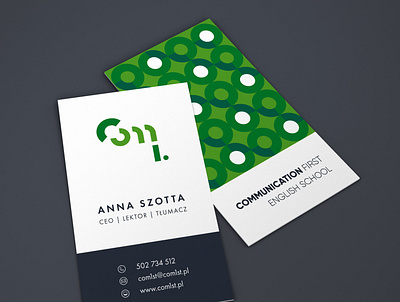 business card design bizcard branding business card design businesscard communication english school geometric design geometrical graphicdesign green learning language logo logodesign