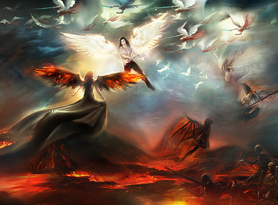 Heaven vs Hell bookcoverdesign design digitalart fantasyart illustration photoart photomanipulation