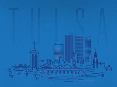 Tulsa Skyline architecture blue illustration oklahoma outline quiterightstudio simplified tulsa