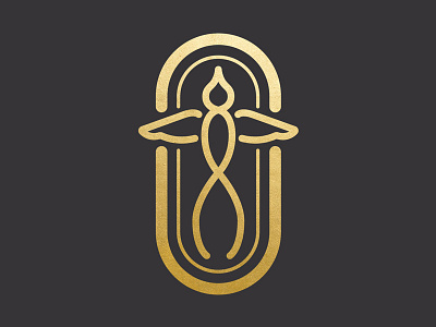 Scissortail Headbadge bicycle bird black branding cycling gold illustration logo symmetry thick lines