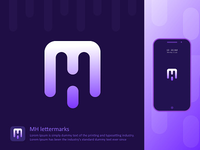 Letter MH negative space logo app application brand branding creative gradient icon logo logo design logo designer logo maker mh mobile modern software tech ui visual