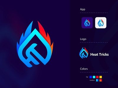 Heat Tricks app brand design branding creative logo design heat icon identity logo logo design logo designer logo maker mobile app modern logo tech ui vector visual